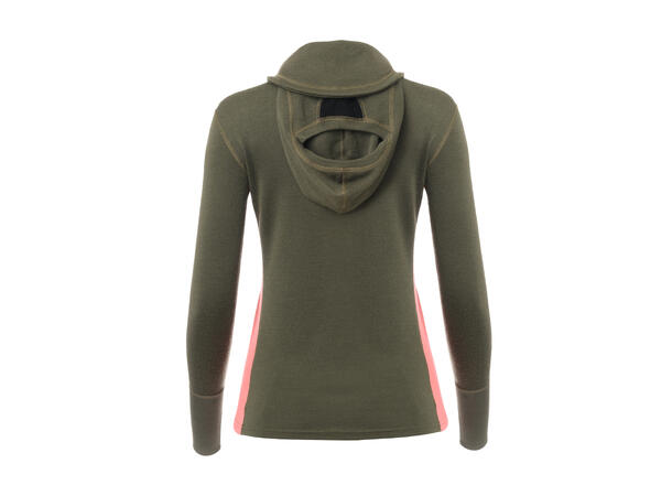 WarmWool hoodsweater w/zip W's Olive Night / Spiced Coral S