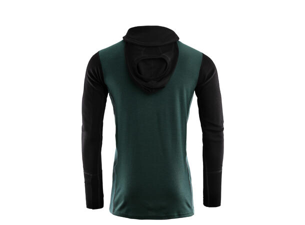 WarmWool hoodsweater w/zip M's Jet Black/Green Gables/NorthAtlantic XS
