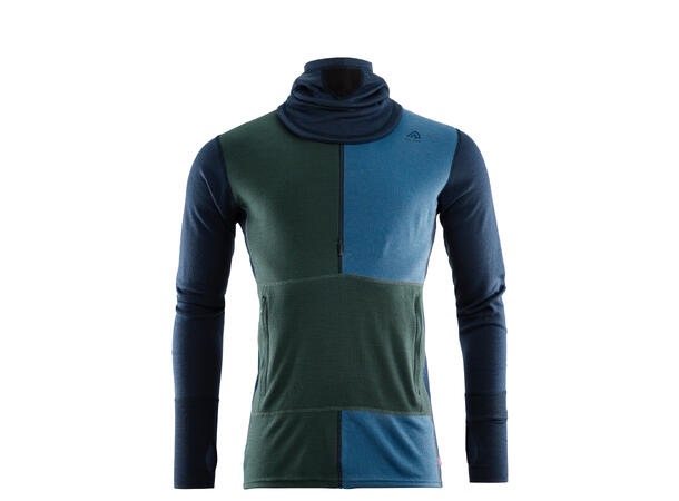 WarmWool hoodsweater w/zip M's Navy Blazer/GreenGables/CoastalFjord XS