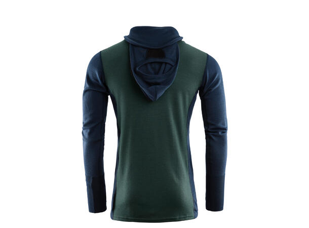 WarmWool hoodsweater w/zip M's Navy Blazer/GreenGables/CoastalFjord 2XL