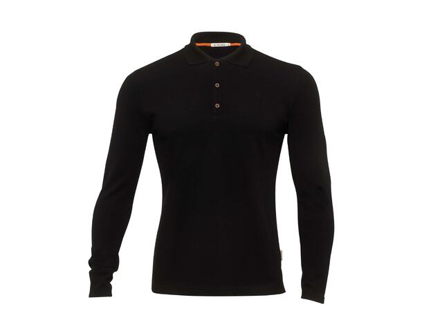 LeisureWool pique shirt long sleeve M's Jet Black XS