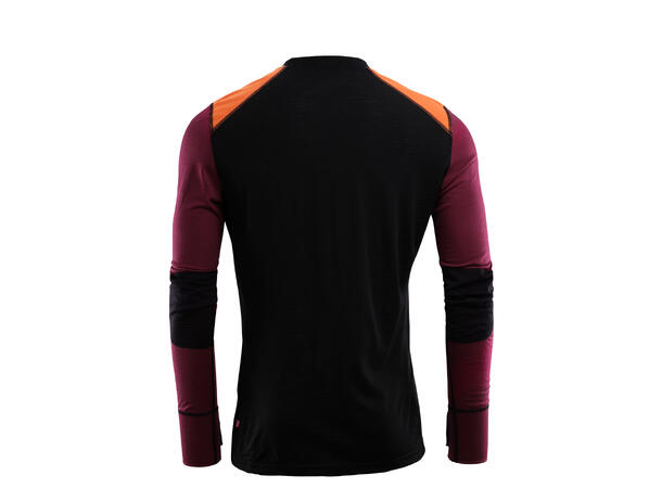 LightWool 140 reinforced crewneck M's Jet Black/Zinfandel/Orange Tiger S