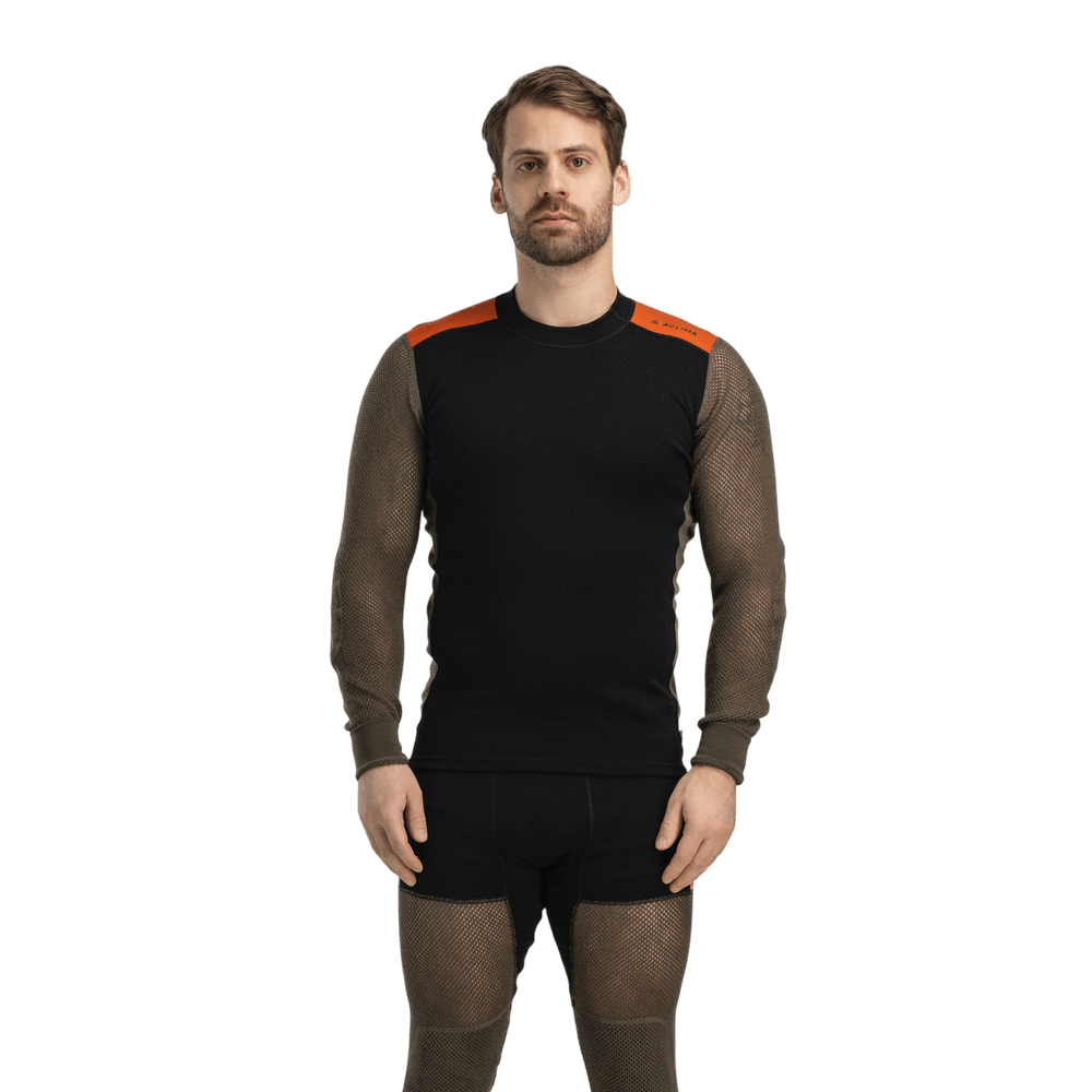 WoolNet Hybrid Crewneck M's Jet Black/Tarmac/Gold Flame, view: 1