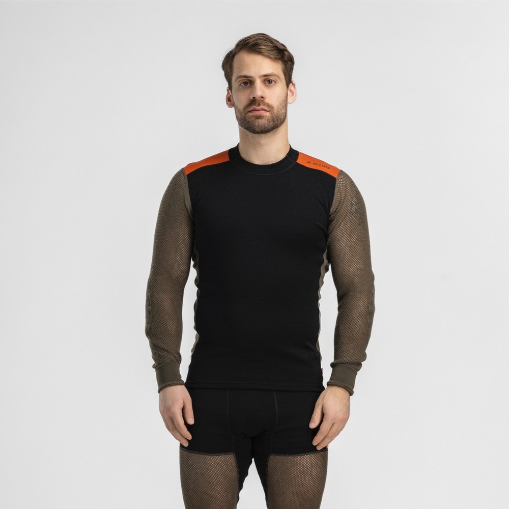 WoolNet Hybrid Crewneck M's Jet Black/Tarmac/Gold Flame, view: 2