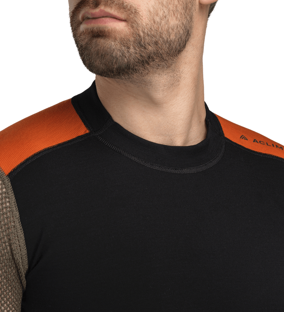 WoolNet Hybrid Crewneck M's Jet Black/Tarmac/Gold Flame, view: 2