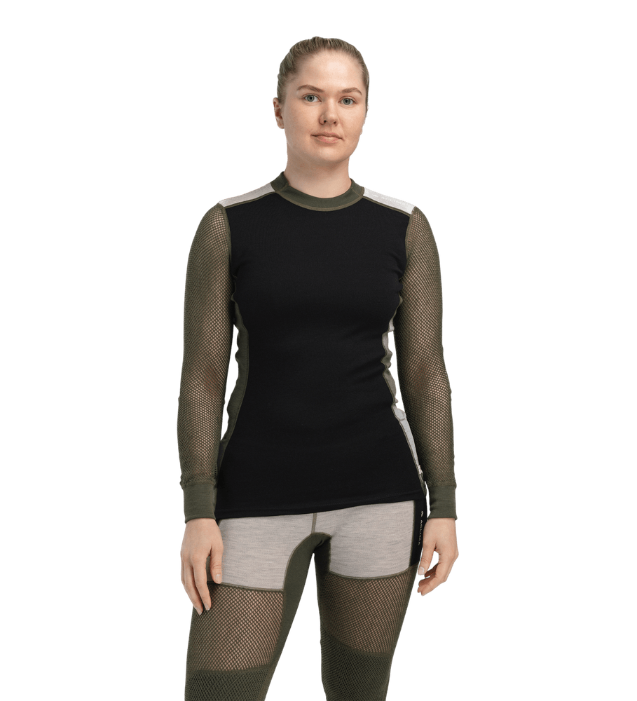 productCard.productImage: WoolNet Hybrid Crewneck W's Jet Black/Tarmac/Beige Melange