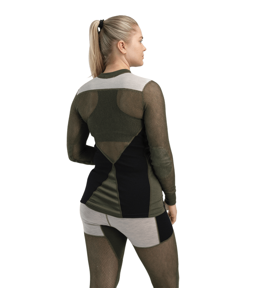 WoolNet Hybrid Crewneck W's Jet Black/Tarmac/Beige Melange, view: 2