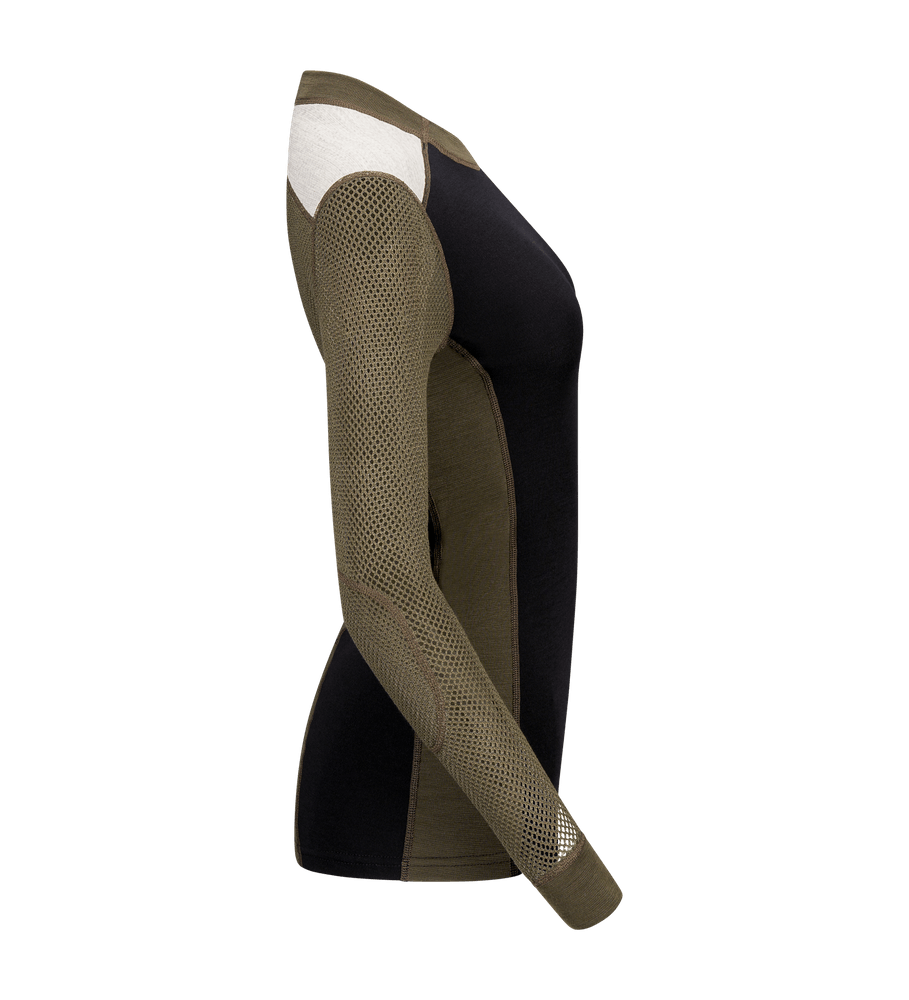 WoolNet Hybrid Crewneck W's Jet Black/Tarmac/Beige Melange, view: 2