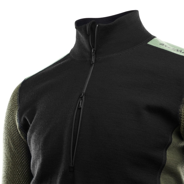 WoolNet Hybrid mockneck M's Jet Black / Olive Night / Dill, view: 3