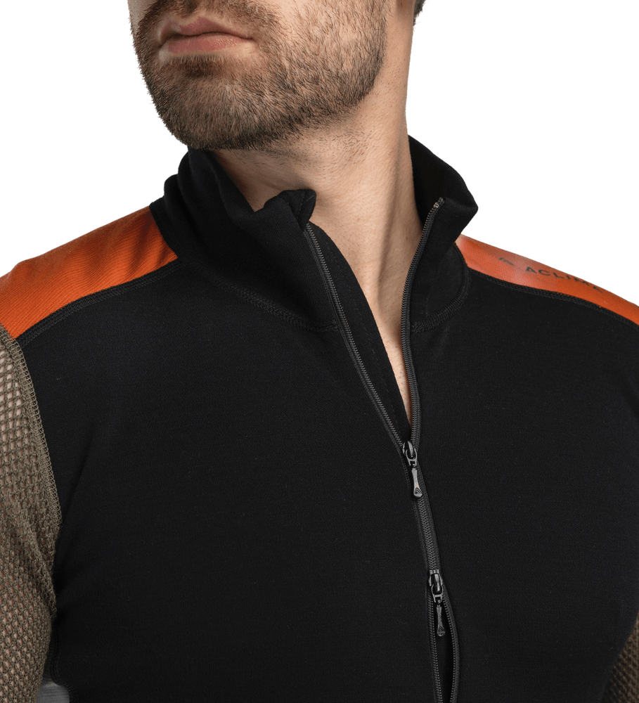WoolNet Hybrid Mockneck M's Jet Black/Tarmac/Gold Flame, view: 2