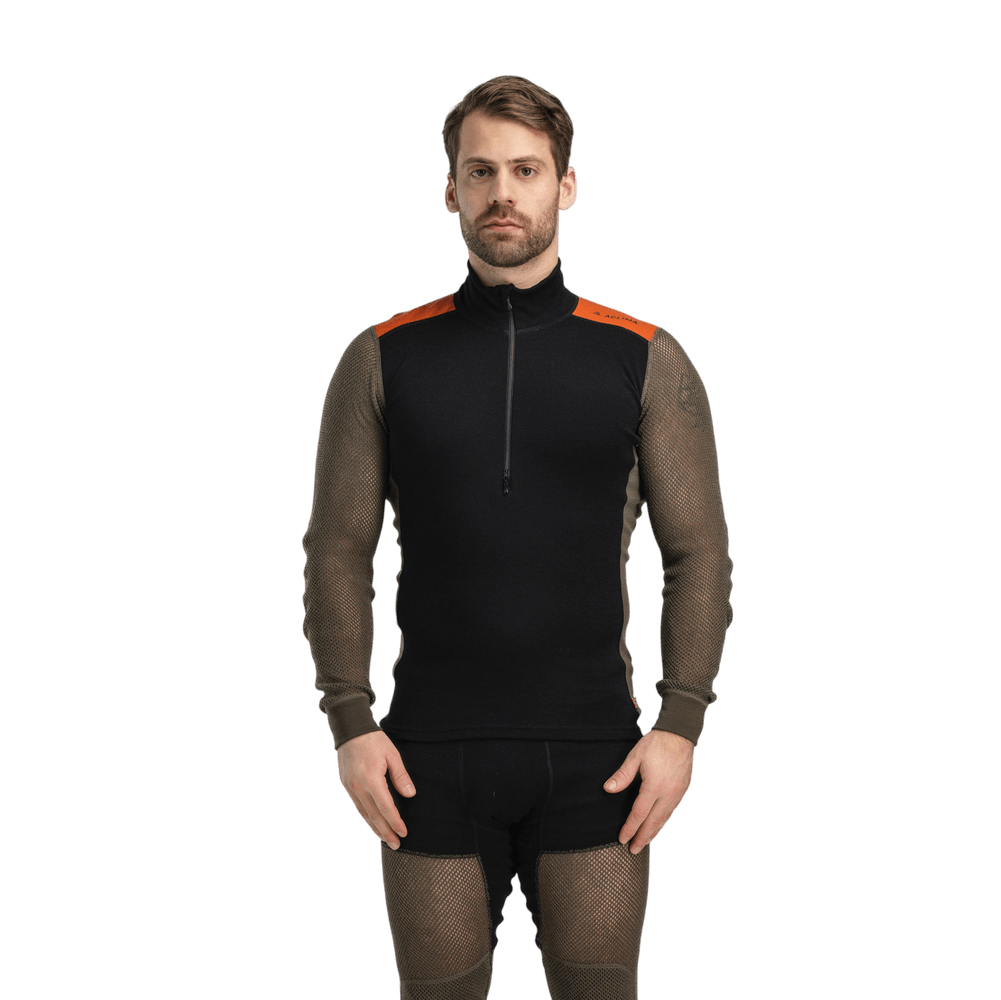 WoolNet Hybrid Mockneck M's Jet Black/Tarmac/Gold Flame, view: 1