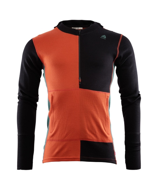 WarmWool hoodsweater w/zip M's Jet Black / Red Clay / North Atlantic, view: 0