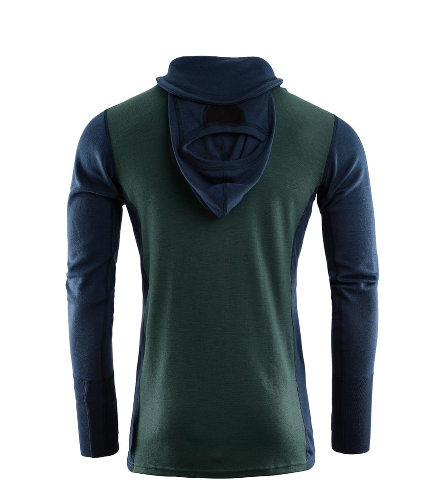 WarmWool Hoodsweater w/zip M's Navy Blazer/GreenGables/CoastalFjord, view: 1