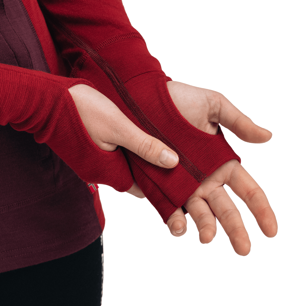 WarmWool Hoodsweater w/zip W's Fig/Red Dahlia, view: 4