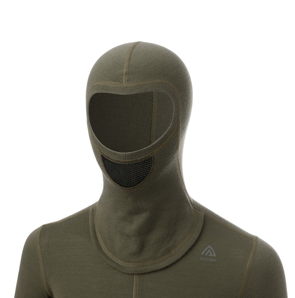 WarmWool hoodsweater w/zip W's Olive Night / Spiced Coral, view: 2