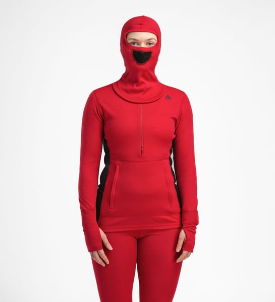 WarmWool hoodsweater w/zip W's Jester Red/Jet Black, view: 3