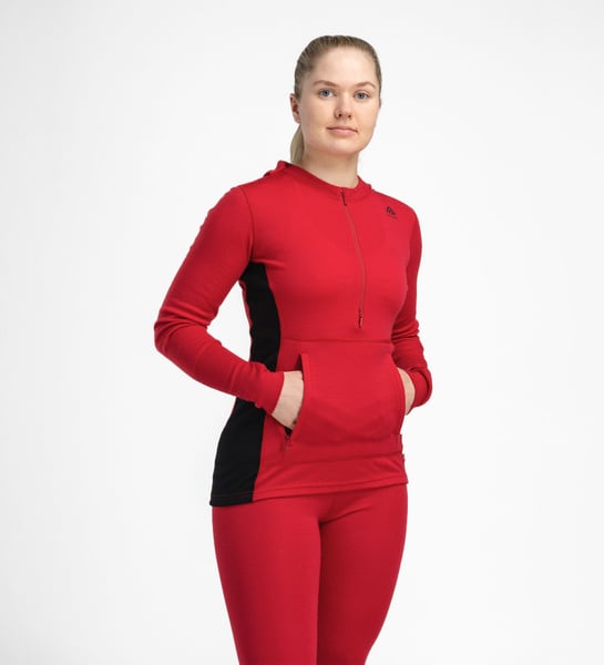 WarmWool hoodsweater w/zip W's Jester Red/Jet Black, view: 1