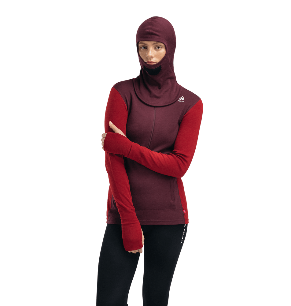 WarmWool Hoodsweater w/zip W's Fig/Red Dahlia, view: 2