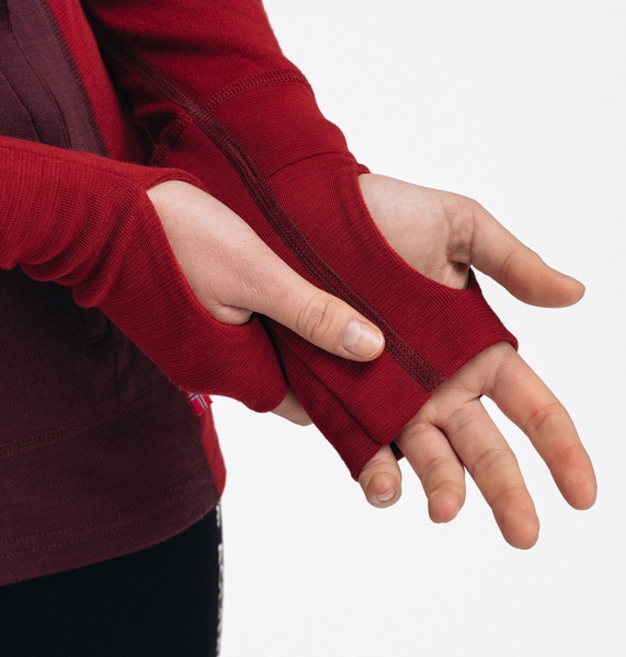 WarmWool Hoodsweater w/zip W's Fig/Red Dahlia, view: 4