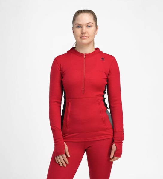 WarmWool hoodsweater w/zip W's Jester Red/Jet Black, view: 0