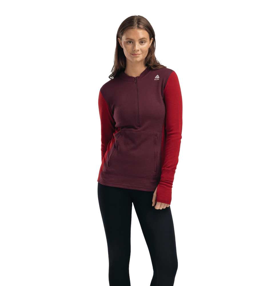 productCard.productImage: WarmWool Hoodsweater w/zip W's Fig/Red Dahlia