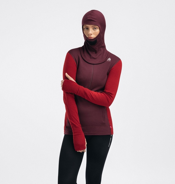 WarmWool Hoodsweater w/zip W's Fig/Red Dahlia, view: 2