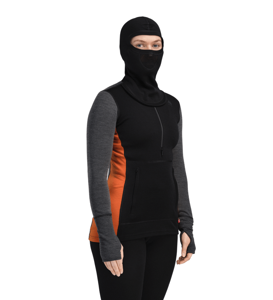 WarmWool Hoodsweater w/zip W's Jet Black/Marengo/Gold Flame, view: 1