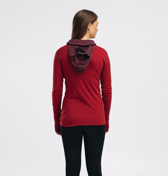 WarmWool Hoodsweater w/zip W's Fig/Red Dahlia, view: 1