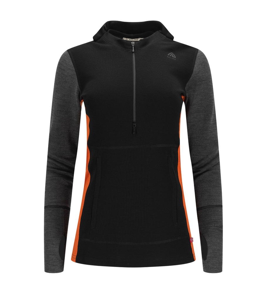 WarmWool Hoodsweater w/zip W's Jet Black/Marengo/Gold Flame, view: 10