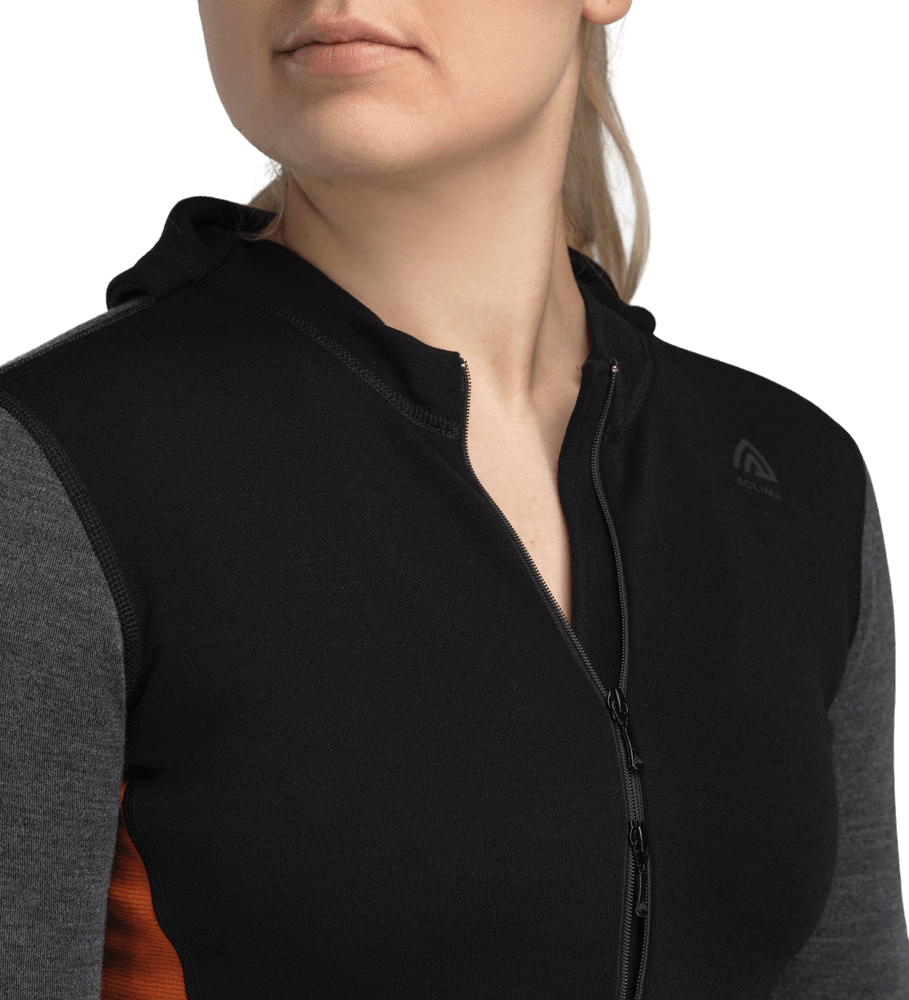 WarmWool Hoodsweater w/zip W's Jet Black/Marengo/Gold Flame, view: 3