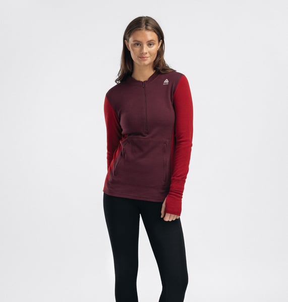 WarmWool Hoodsweater w/zip W's Fig/Red Dahlia, view: 0