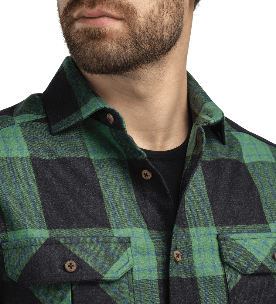 reborn woolshirt M's Check Dark Grey/Green, view: 1
