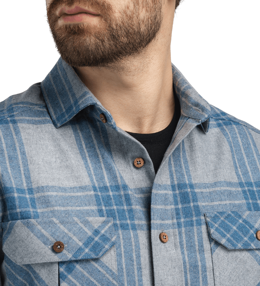 reborn woolshirt M's Check Light Grey/Jeans, view: 2