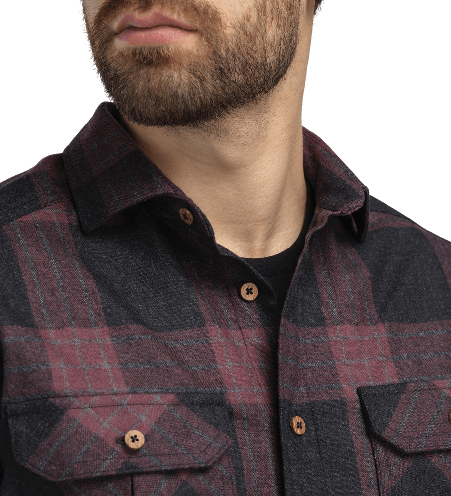 reborn woolshirt M's Check Dark Grey/Bordeaux, view: 2