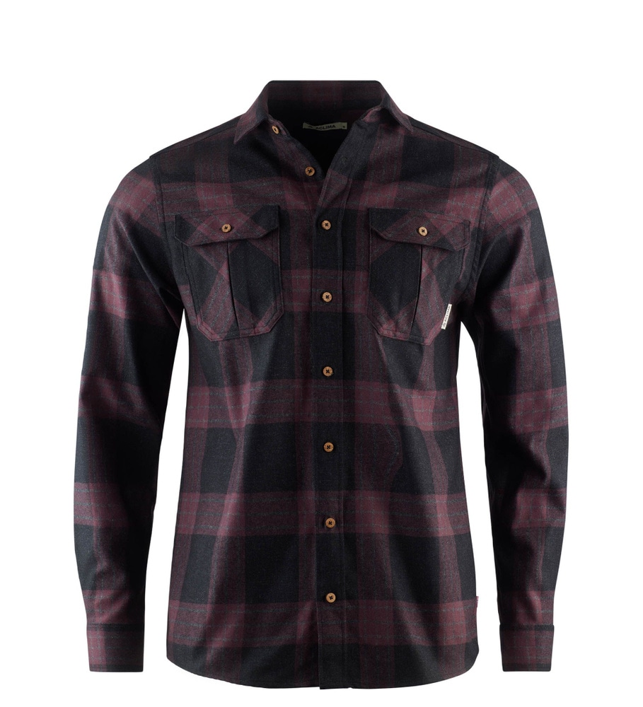 reborn woolshirt M's Check Dark Grey/Bordeaux, view: 3