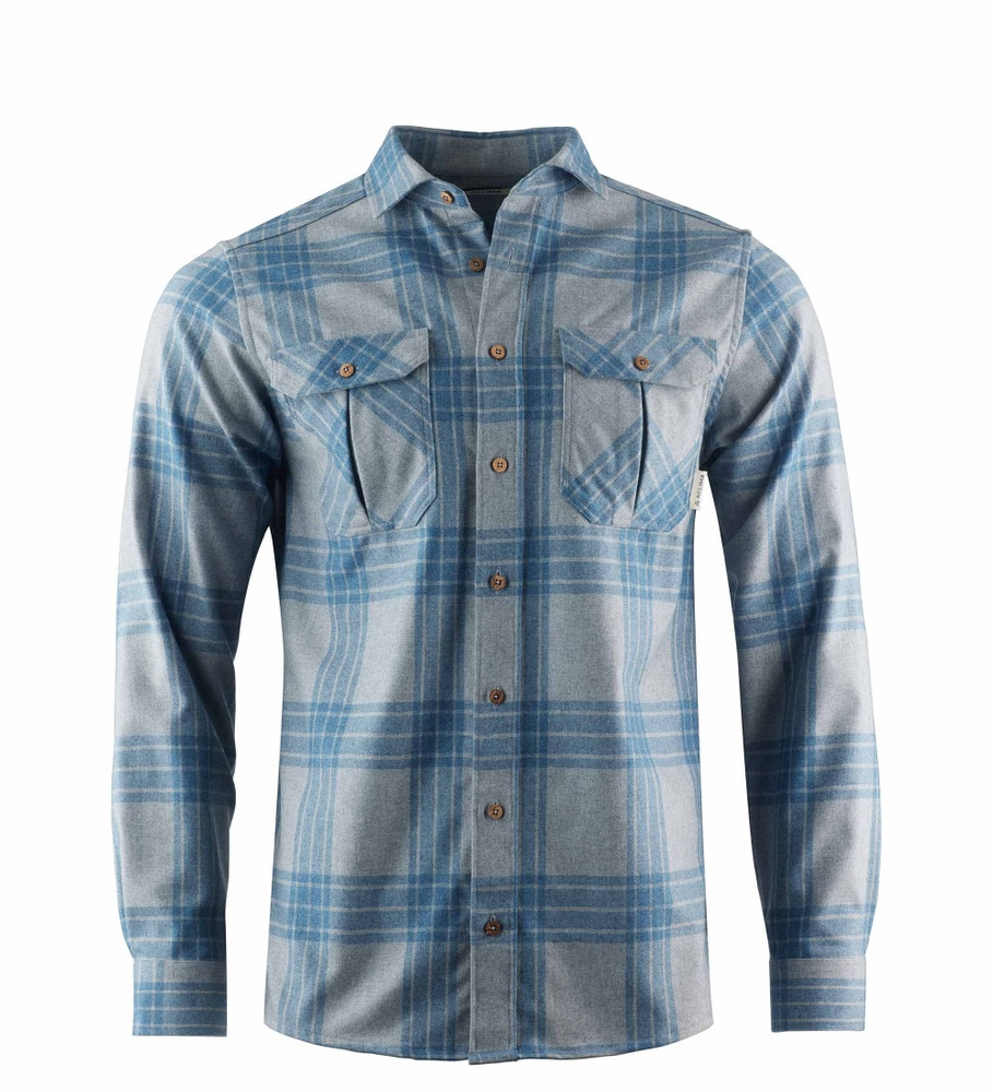 reborn woolshirt M's Check Light Grey/Jeans, view: 3