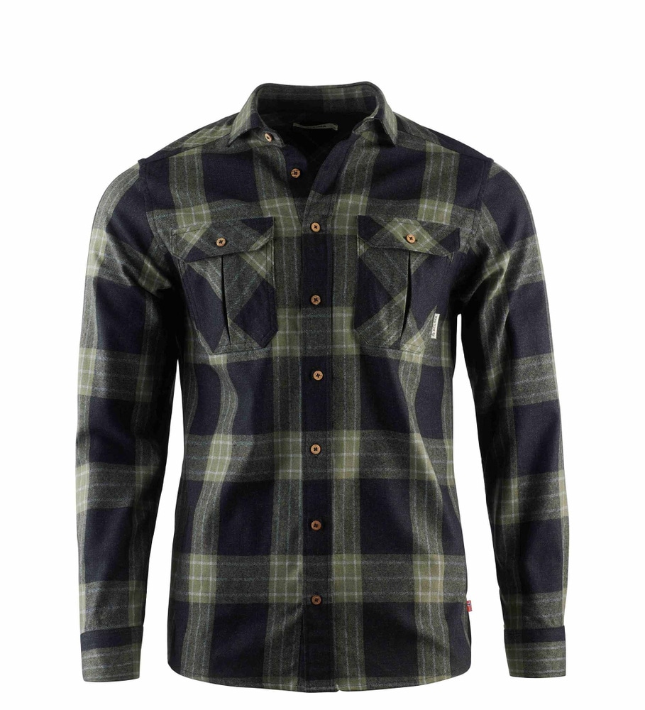 reborn woolshirt M's Check Dark Grey/Salvia, view: 3