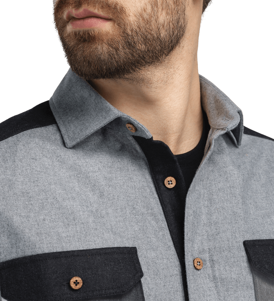 reborn woolshirt M's Light Grey/Dark Grey Melange, view: 2