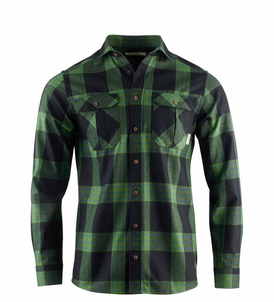 reborn woolshirt M's Check Dark Grey/Green, view: 2
