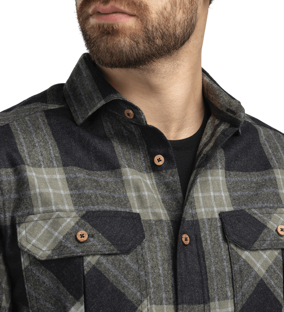 reborn woolshirt M's Check Dark Grey/Salvia, view: 2