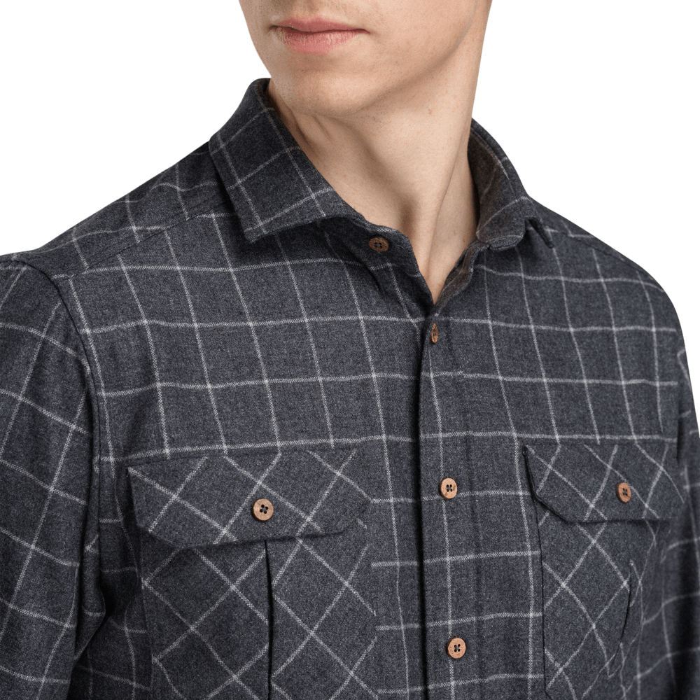 reborn woolshirt M's Grid Slate/Light Grey, view: 2