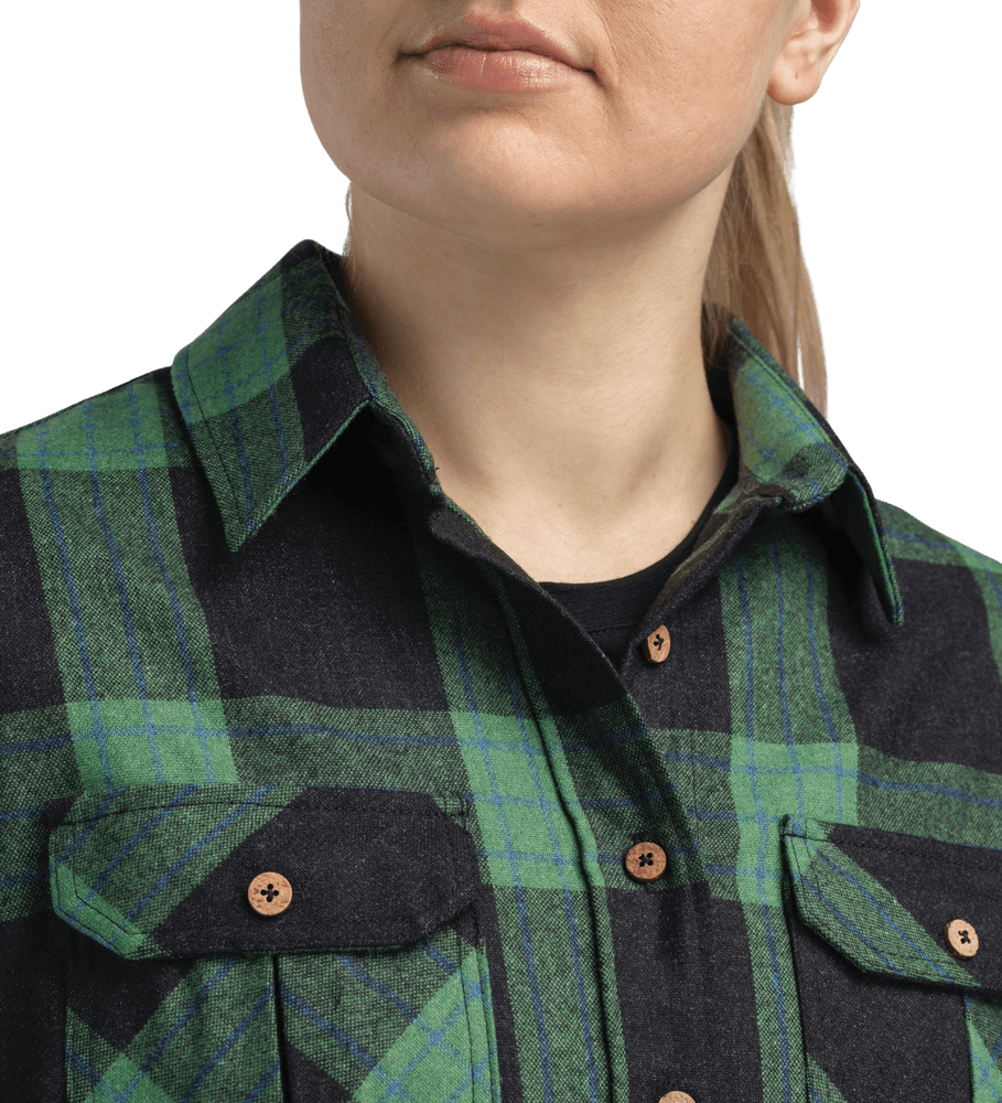 reborn woolshirt W's Check Dark Grey/Green, view: 2
