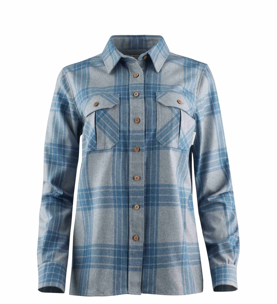reborn woolshirt W's Check Light Grey/Jeans, view: 3