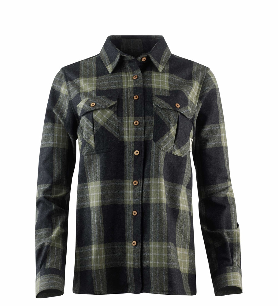 reborn woolshirt W's Check Dark Grey/Salvia, view: 3