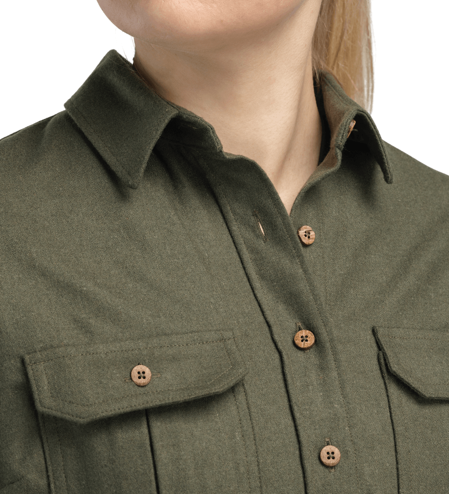 reborn woolshirt W's Olive Melange, view: 2