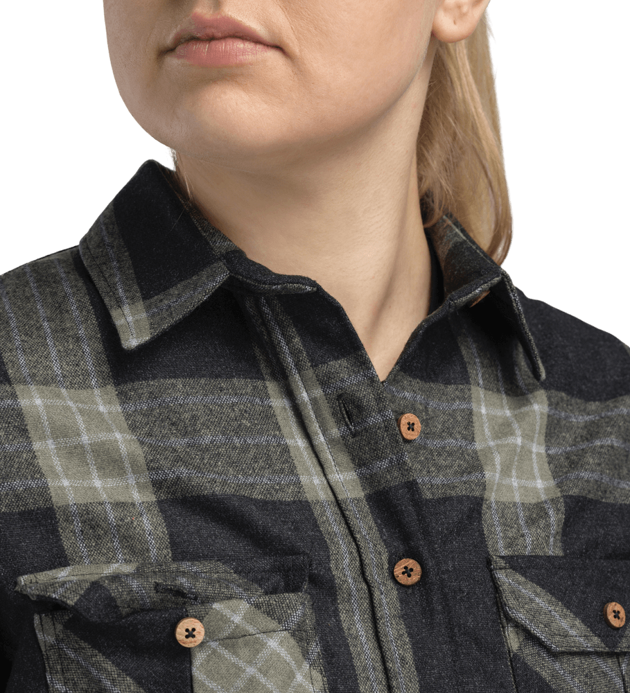 reborn woolshirt W's Check Dark Grey/Salvia, view: 2