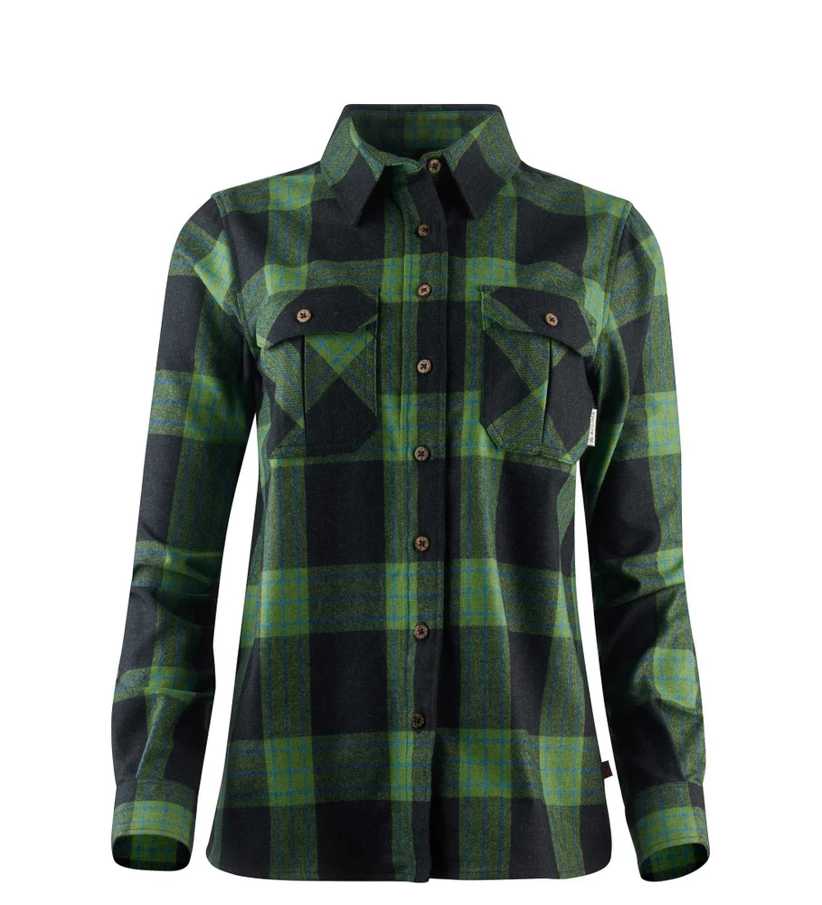 reborn woolshirt W's Check Dark Grey/Green, view: 3