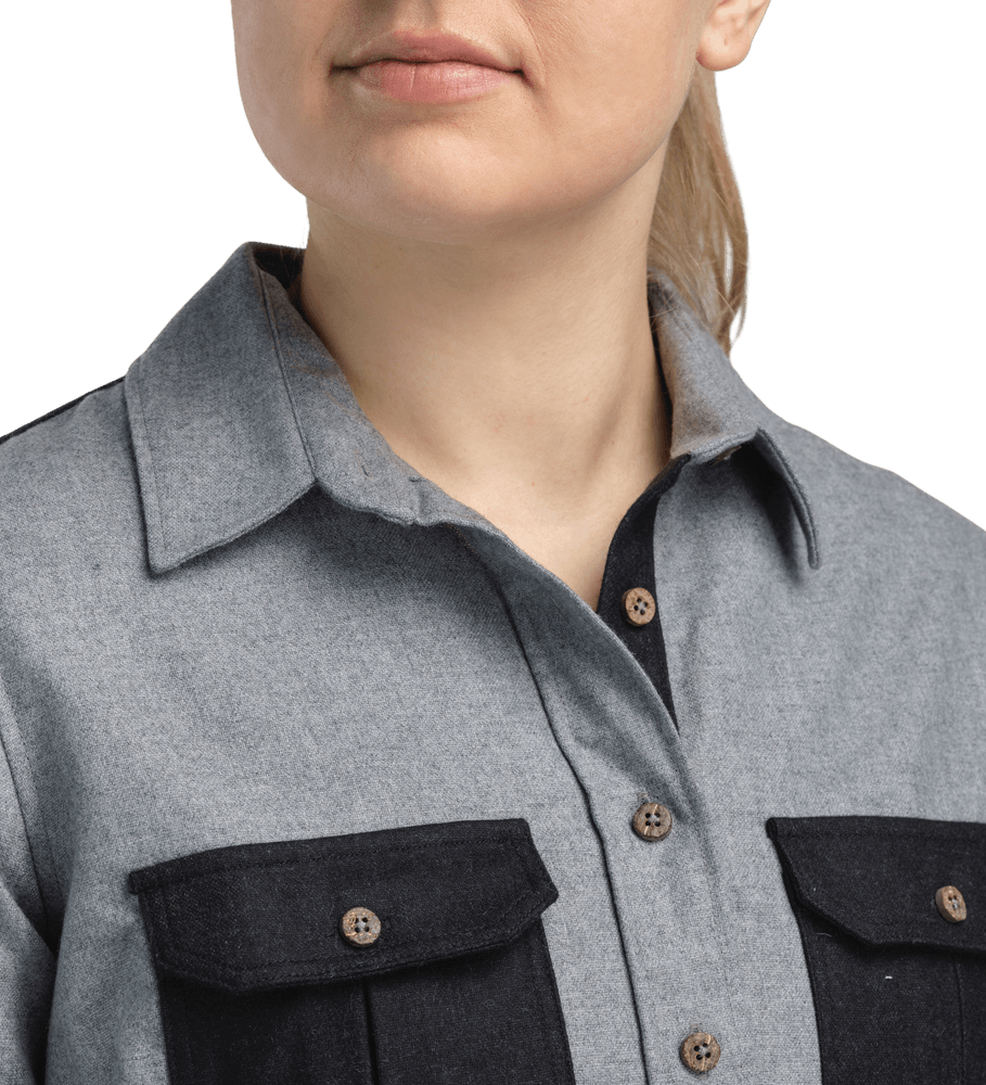 reborn woolshirt W's Light Grey/Dark Grey Melange, view: 2