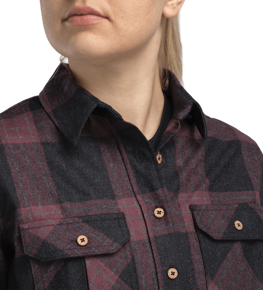 reborn woolshirt W's Check Dark Grey/Bordeaux, view: 2