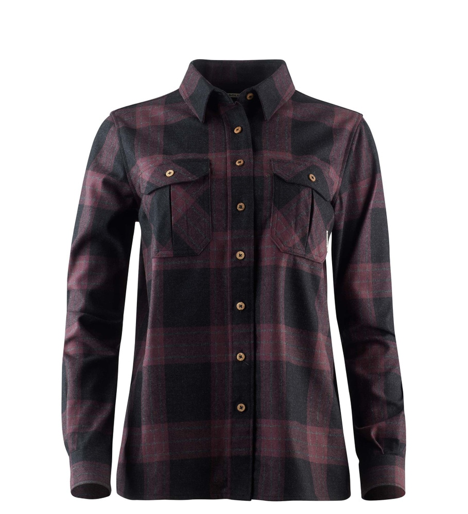 reborn woolshirt W's Check Dark Grey/Bordeaux, view: 3